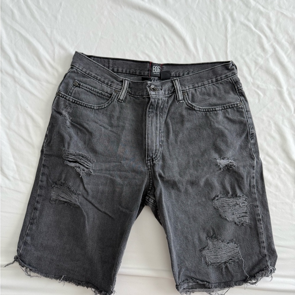 BDG Men's Distressed Black Denim Shorts